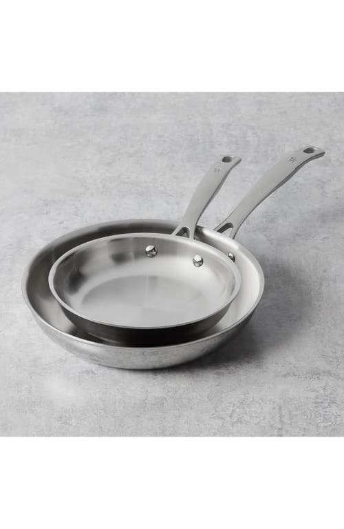 Henckels Cutlery Clad H3 Two-piece Stainless Steel Frying Pan Set In Silver