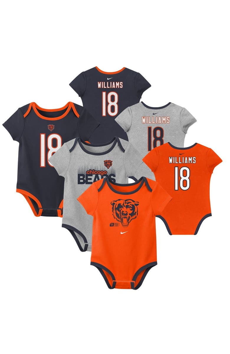 Nike Newborn & Infant Nike Caleb Williams Chicago Bears Name & Number 3-Pack Bodysuit Set, Main, color, Navy