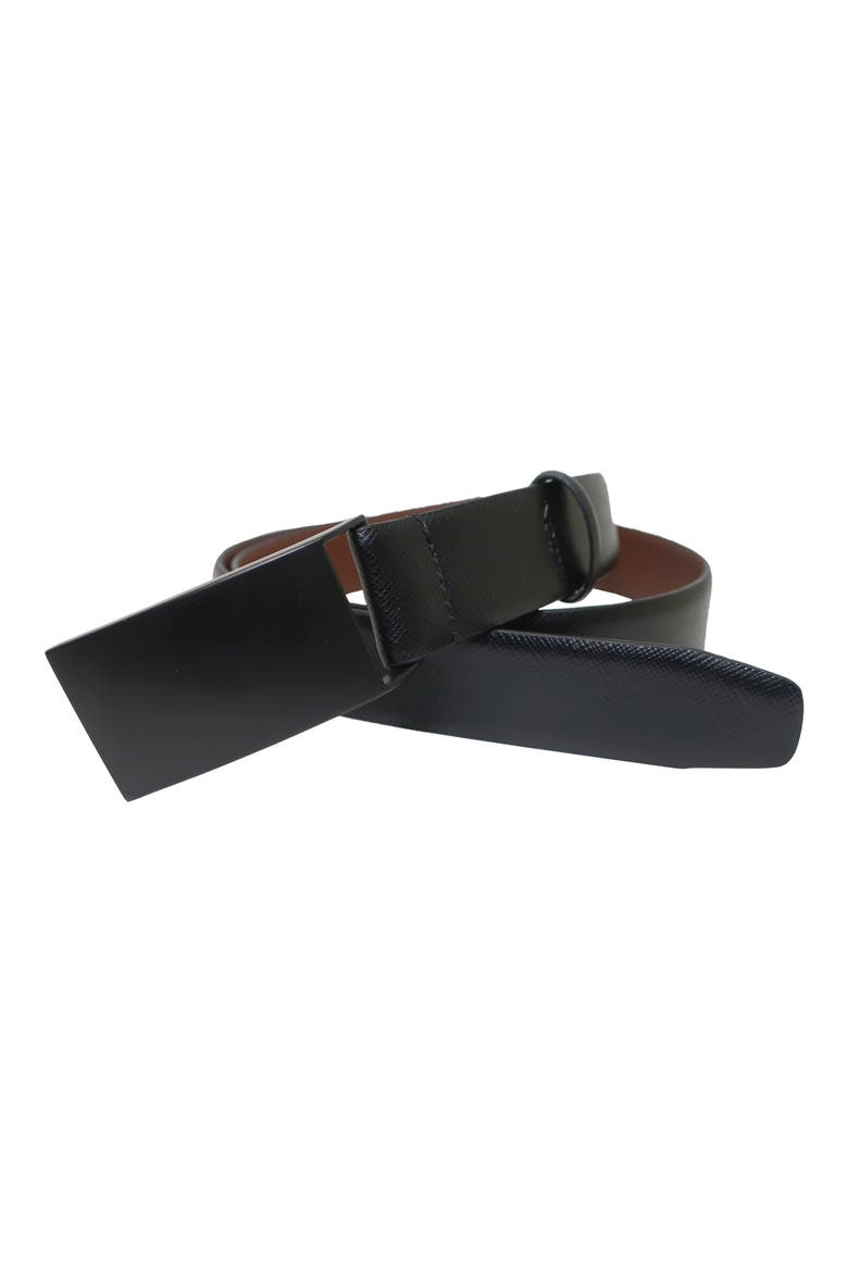 Matte Buckle Leather Belt, Alternate, color, BLACK