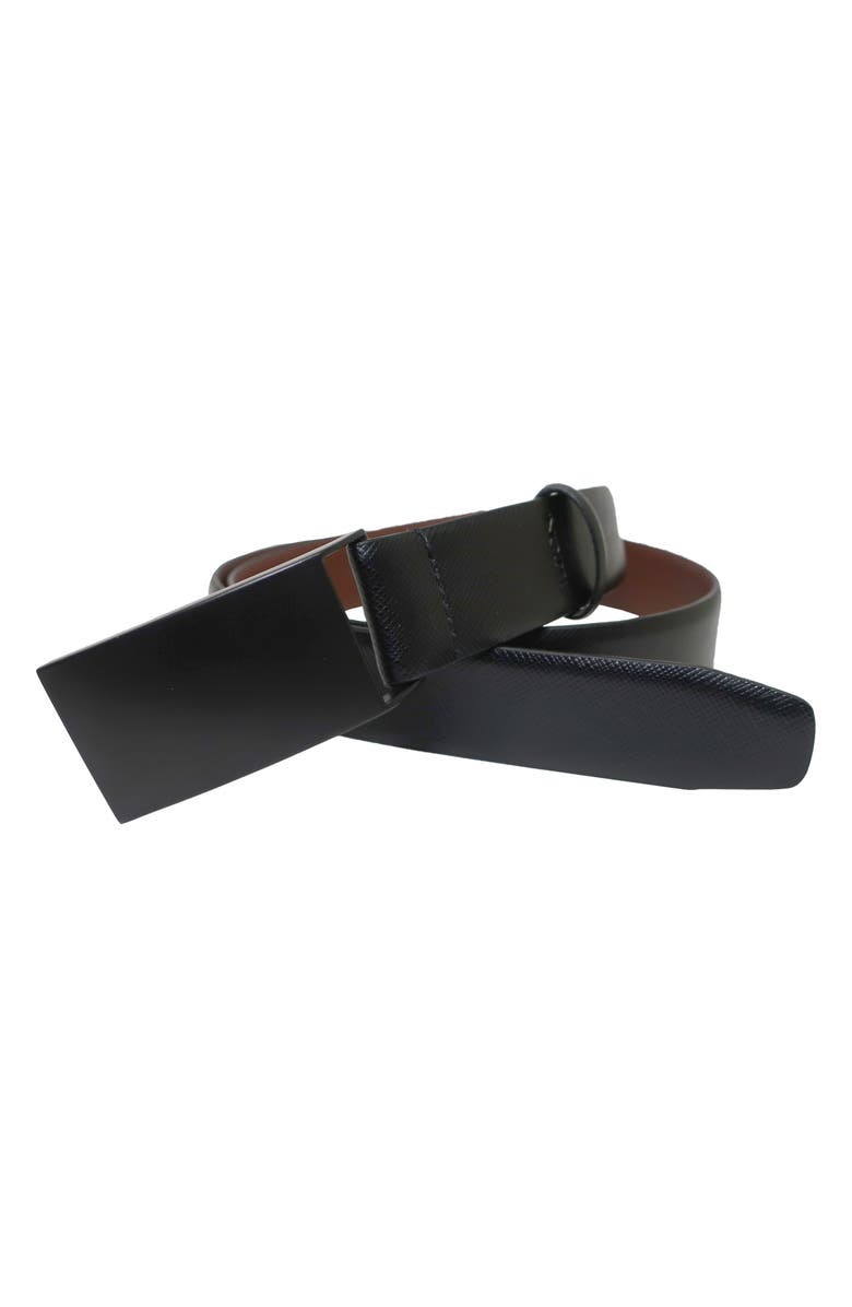 BOCONI Matte Buckle Leather Belt, Alternate, color, Black