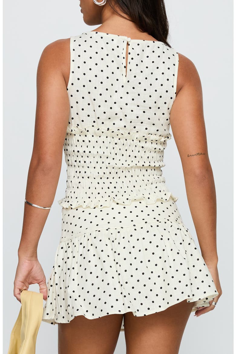 Roxee Polka Dot Smocked Linen Blend Tank, Alternate, color, CREAM POLKA