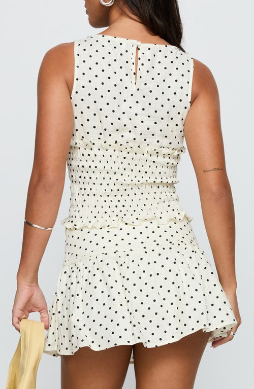 Princess Polly Roxee Polka Dot Smocked Linen Blend Tank In Multi