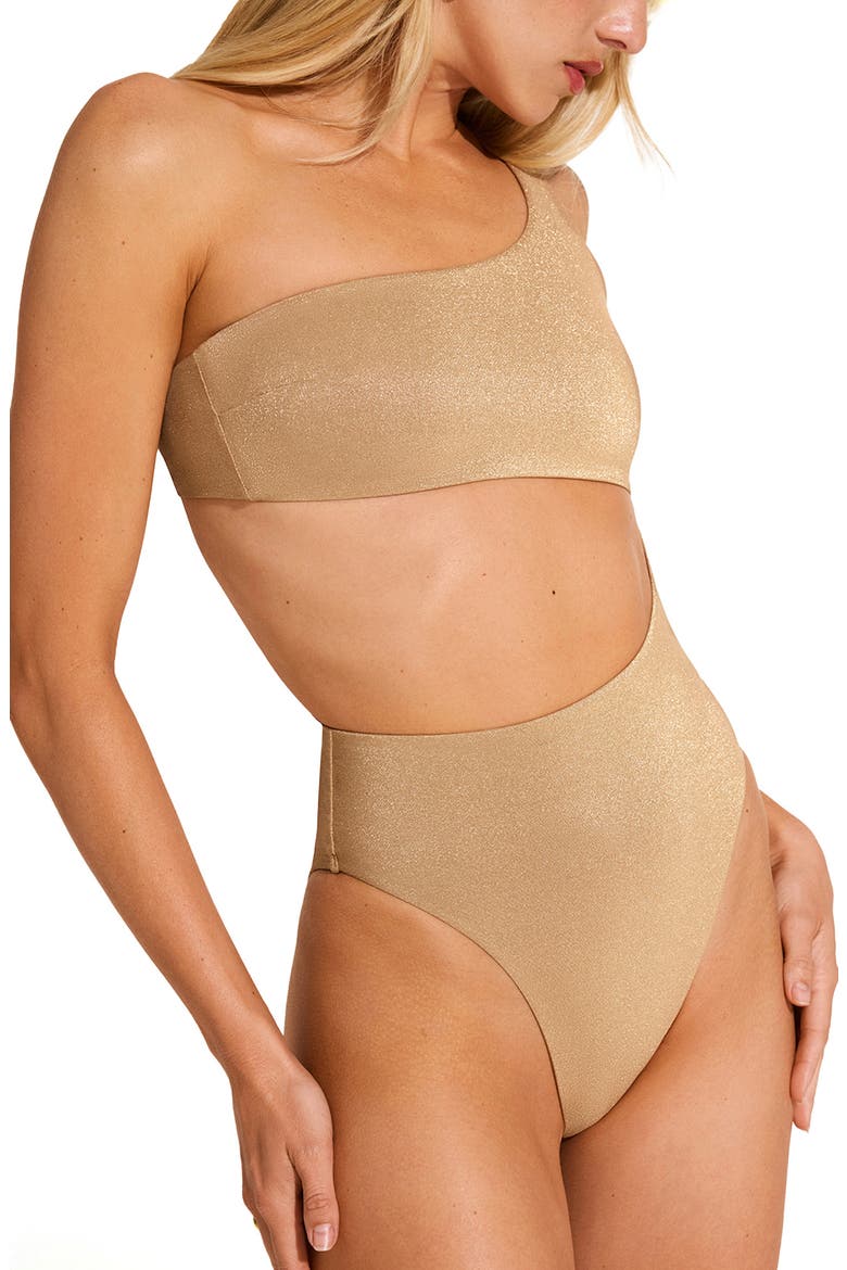 Aden Cutout One-Shoulder One-Piece Swimsuit, Alternate, color, GOLDEN GLOW