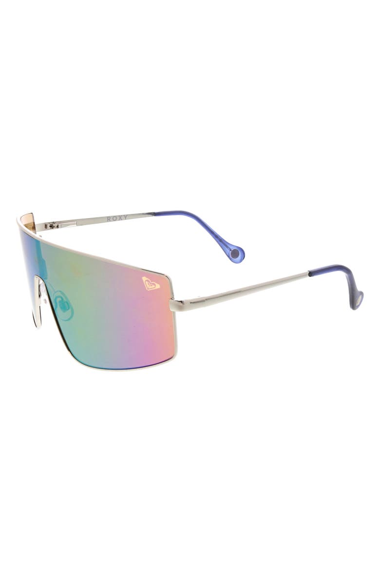 Roxy Oversize 140mm Gradient Shield Sunglasses, Alternate, color, Silver/ Rainbow