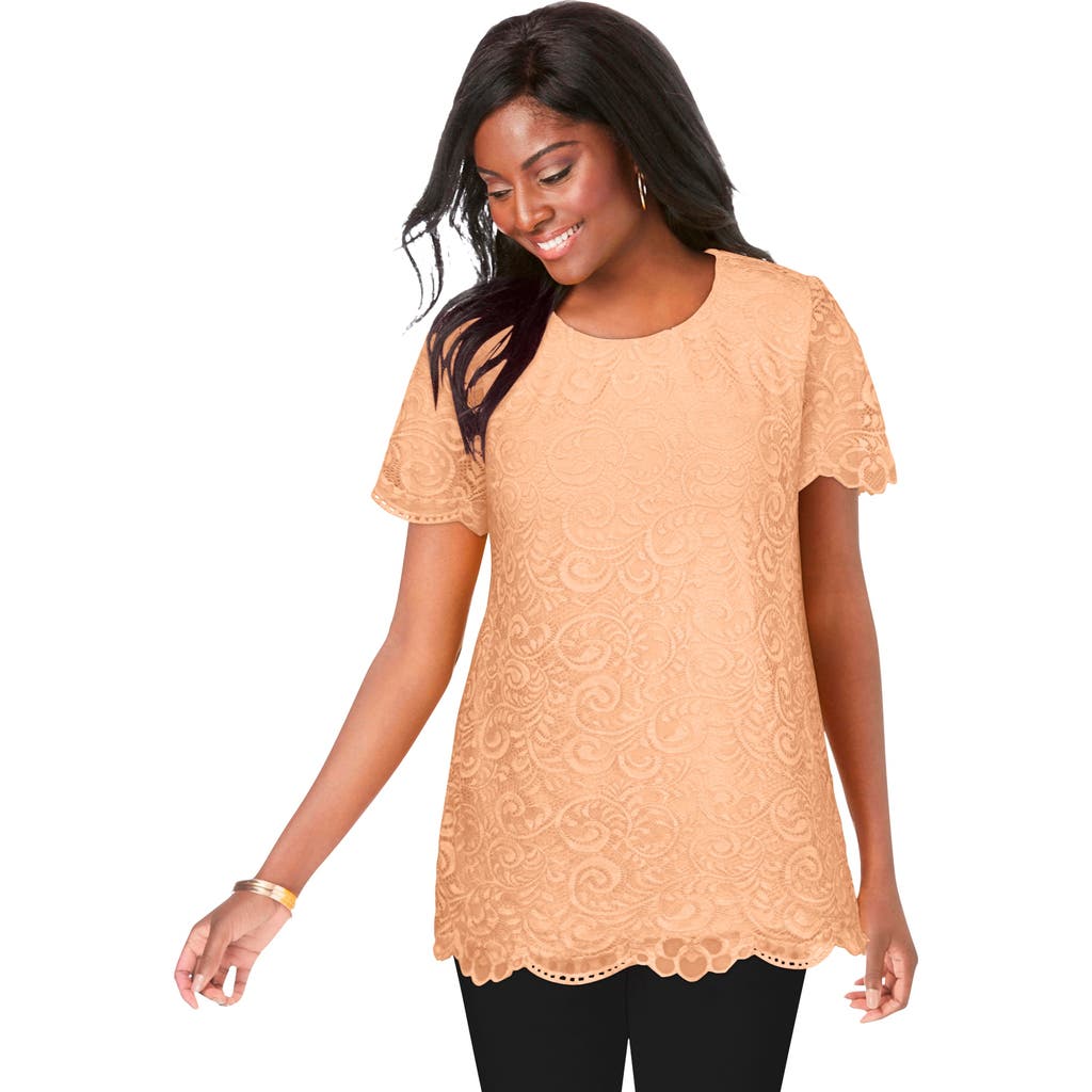 Jessica London Stretch Lace Tunic In Nude