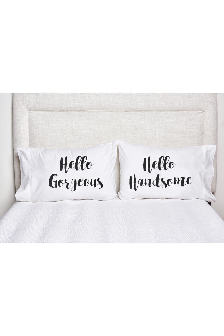 20" x 30" Hello Gorgeous/Handsome Decorative Pillowcase, Alternate, color, White