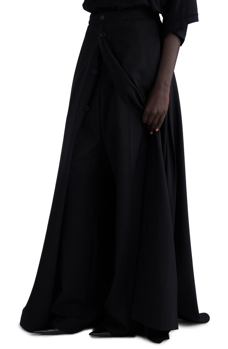 Balenciaga Hybrid Maxi Skirt Wool Barathea Pants, Alternate, color, 
