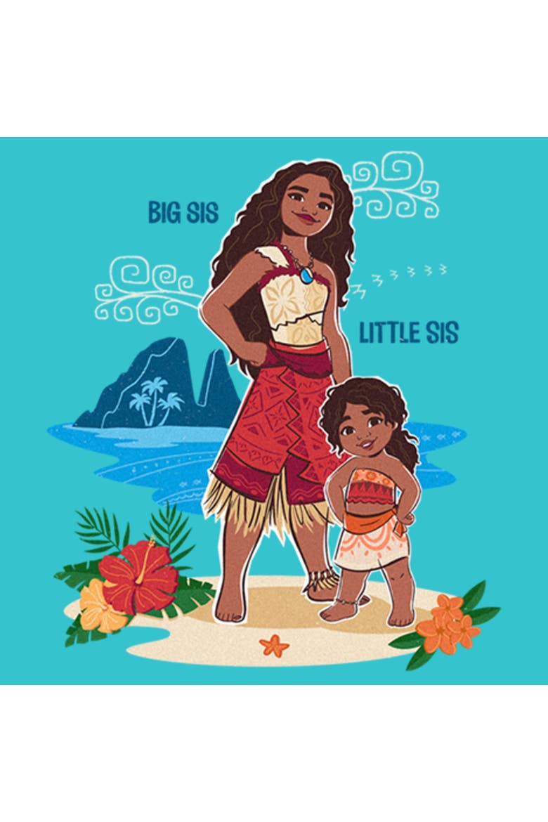 Girl's Moana 2 Big Sis Little Sis  Graphic T-Shirt, Alternate, color, Tahiti Blue