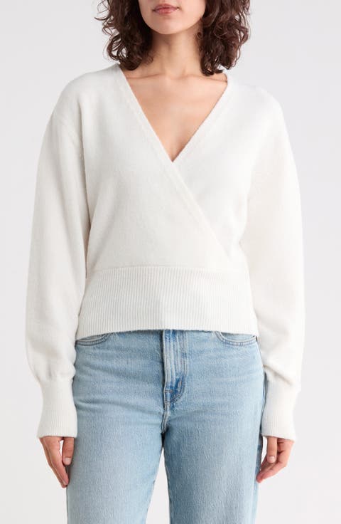 Surplice V-Neck Pullover Sweater