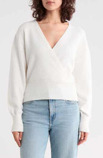 Surplice V-Neck Pullover Sweater