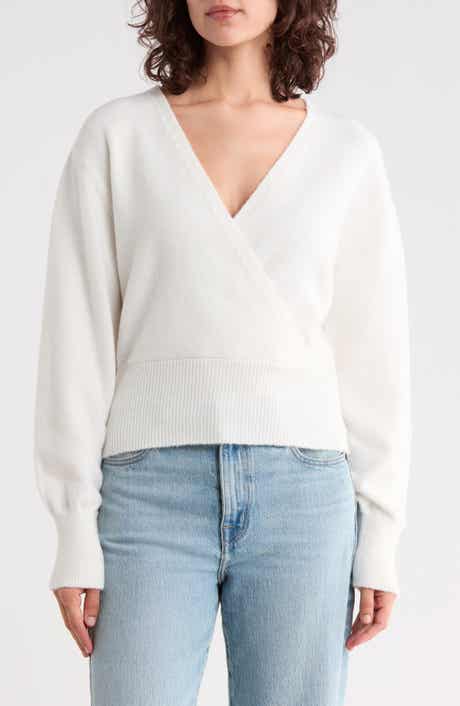 Surplice V-Neck Pullover Sweater