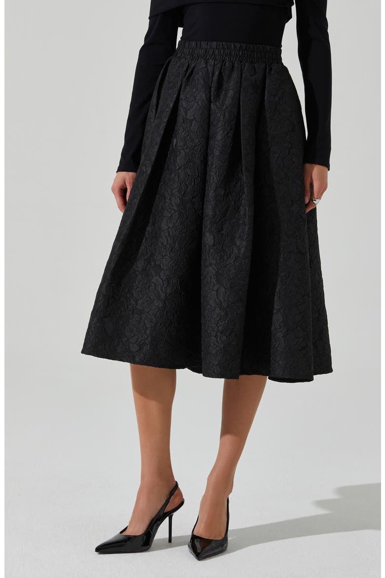 Andolina Jacquard Flare Skirt, Alternate, color, BLACK