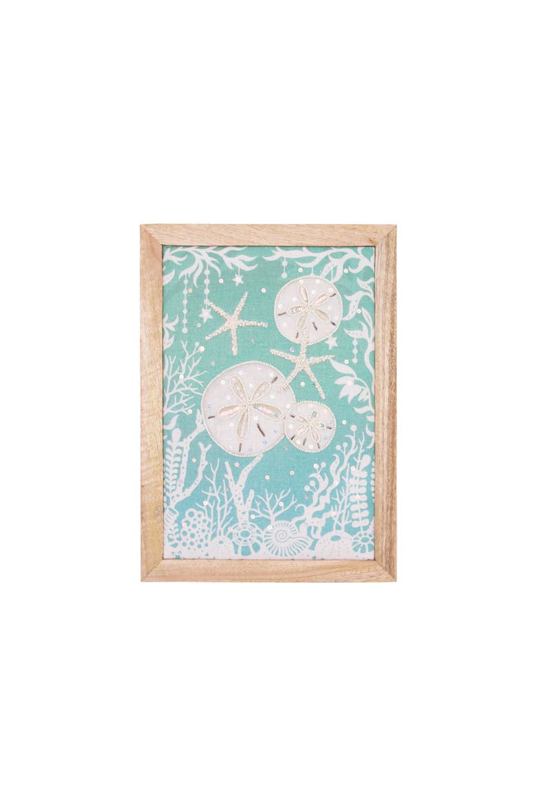 Sand Dollar Embellished Wall Art Decor 10" x 14", Main, color, Blue