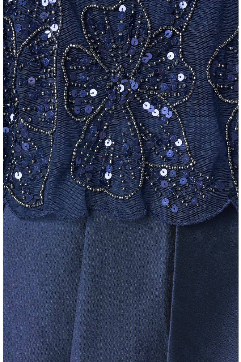 Beaded Cape Taffeta Gown, Alternate, color, LIGHT NAVY