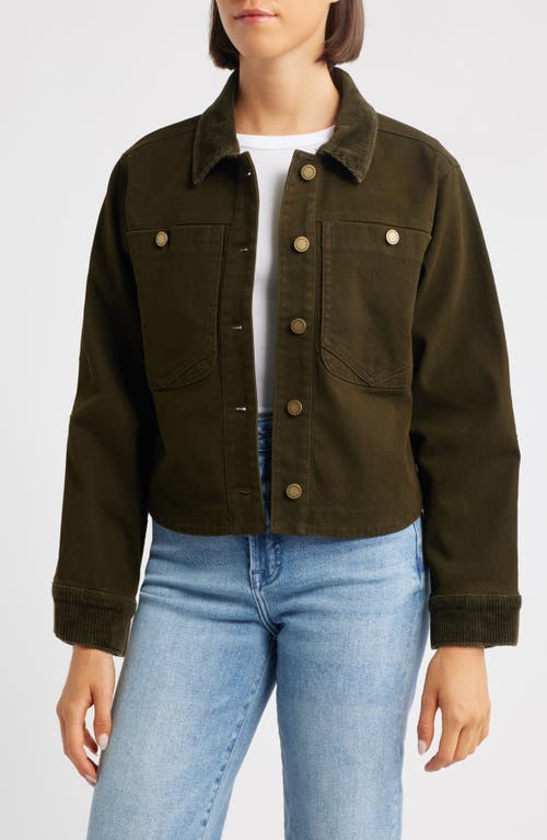 Wit & Wisdom Corduroy Collar Denim Jacket In Green