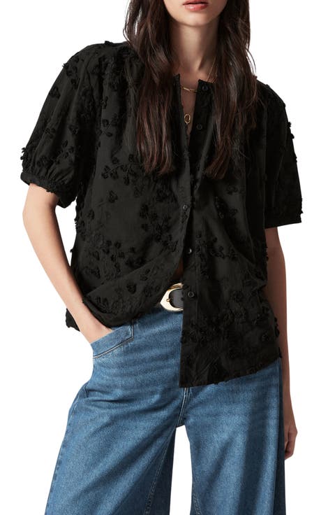 Floral Jacquard Cotton Button-Up Shirt