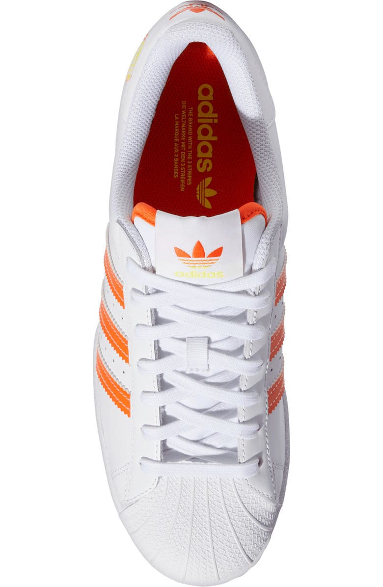 adidas Superstar Sneaker, Alternate, color, Ftwr White/ Impact Orange
