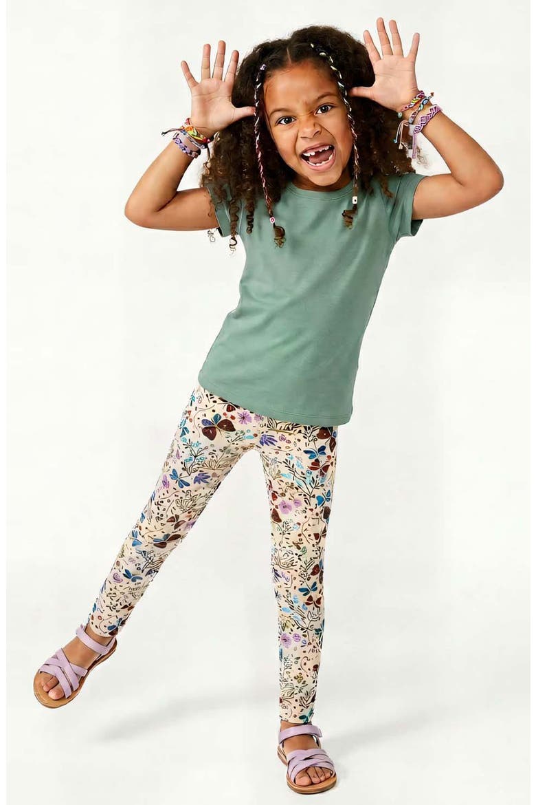 Organic Cotton Reinforced Knee Print Leggings 2-pk, Alternate, color, Botanical Floral