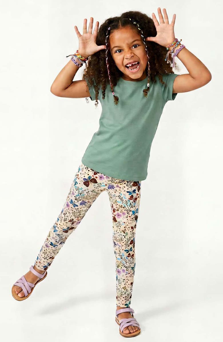 Mightly Organic Cotton Reinforced Knee Print Leggings 2-pk, Alternate, color, Botanical Floral