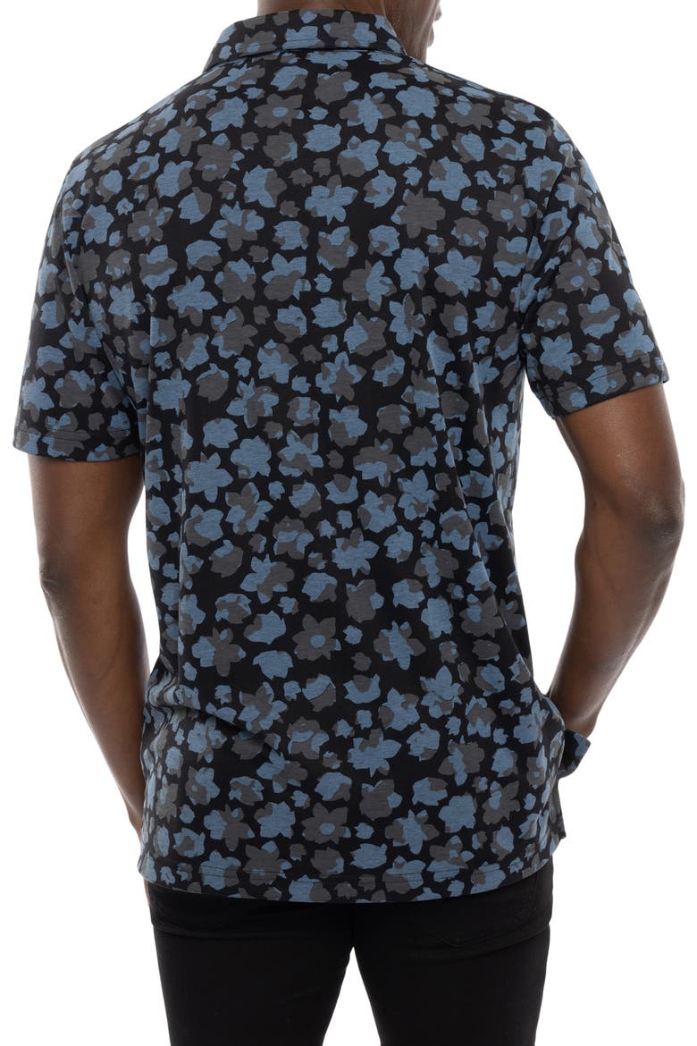 By The Wharf Floral Print Polo, Alternate, color, BLACK