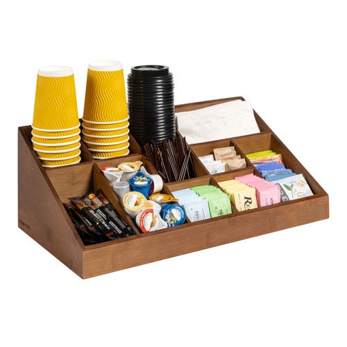 Happimess Bambury Minimalist Handcrafted Cup And Condiment Station In Brown