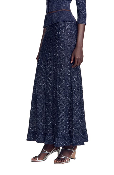 Rhinestone knit maxi skirt