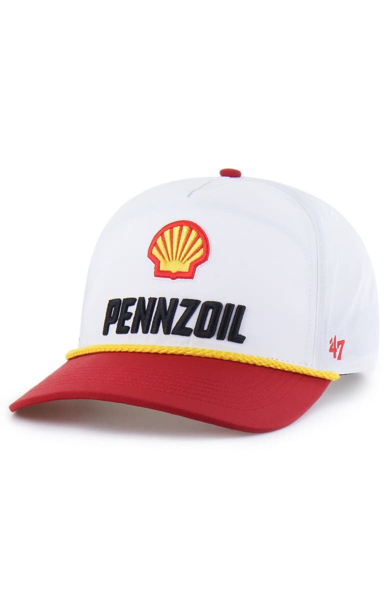 '47 Men's '47 White/Red Joey Logano brrr° Shell-Pennzoil Rope Hitch Adjustable Hat, Alternate, color, White