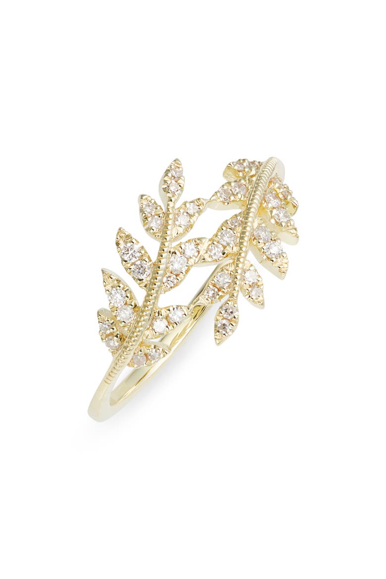Diamond Leaf Ring, Main, color, YELLOW
