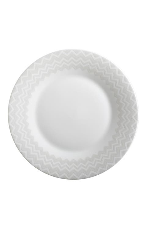 Dinner Plates ZIG ZAG Set of 6  White diam. 10.75"