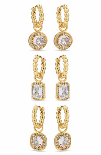 Starlit Promise Set of 3 Drop Charm Huggie Hoop Earrings