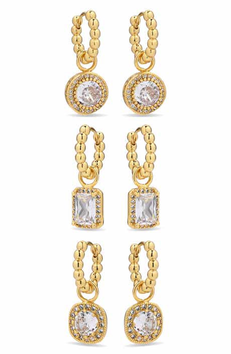 Starlit Promise Set of 3 Drop Charm Huggie Hoop Earrings