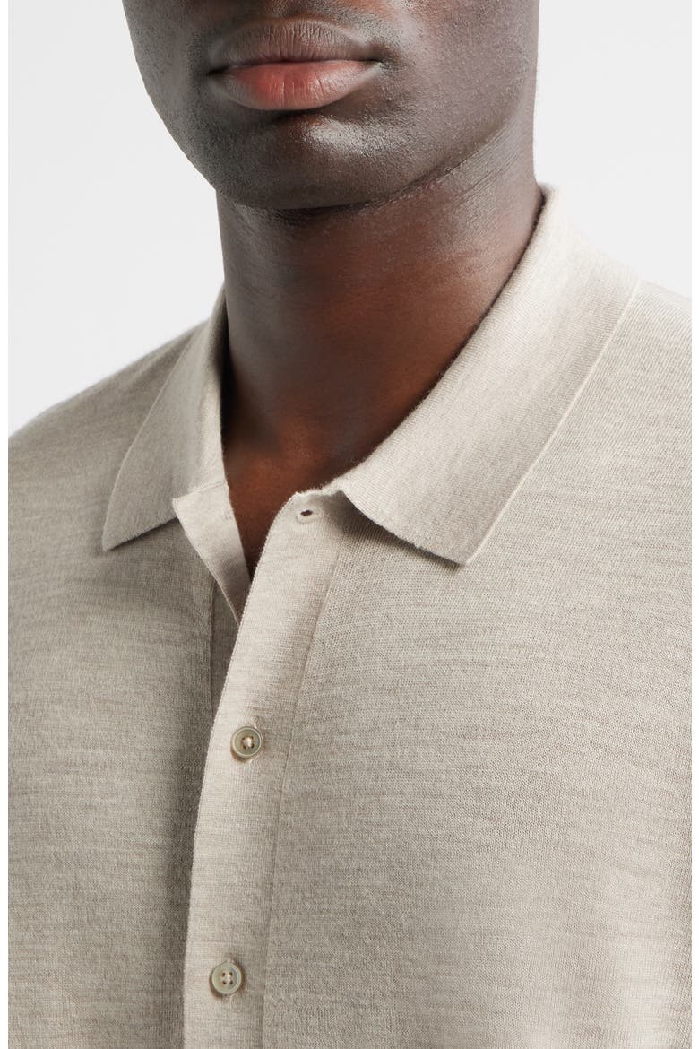 Short Sleeve Button Front Cardigan, Alternate, color, TAN OXFORD HEATHER