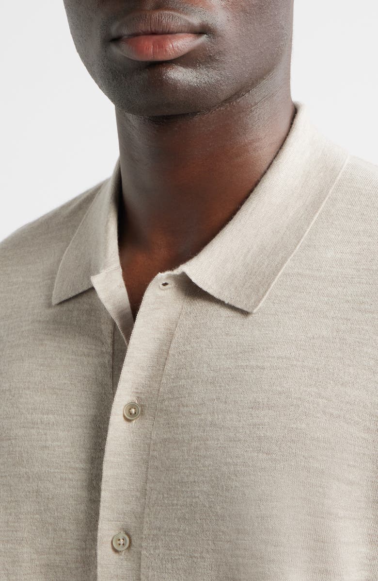 Nordstrom Short Sleeve Button Front Cardigan, Alternate, color, Tan Oxford Heather