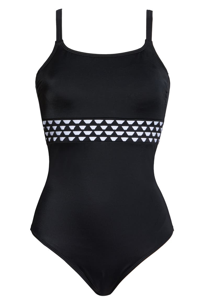 Cocos Pocketed One-Piece Swimsuit, Alternate, color, BLACK/ WHITE