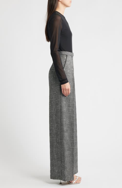 Black Halo Dante Sequin Long Sleeve Wide Leg Jumpsuit In Animal Print