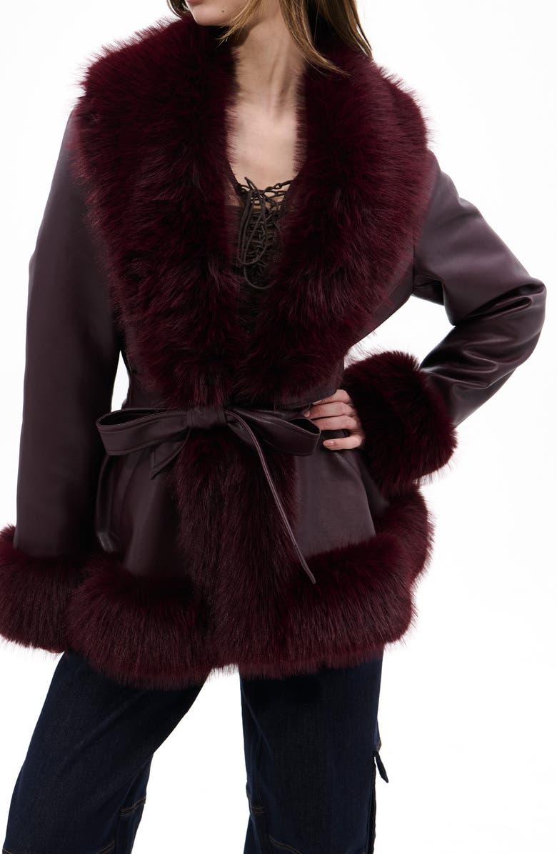 Kenzy Faux Leather & Faux Fur Coat
