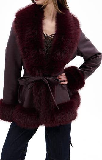 Kenzy Faux Leather & Faux Fur Coat