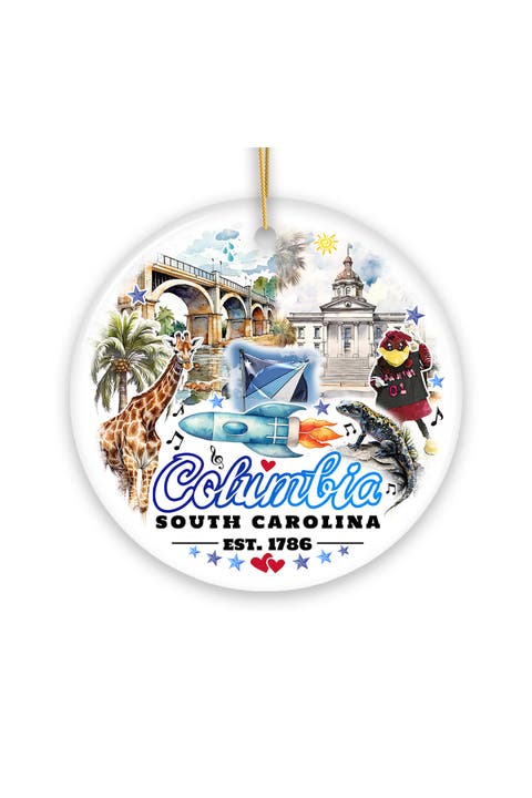 Columbia South Carolina Landmarks Watercolor Ornament