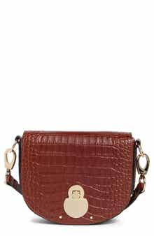Longchamp Cavalcade Croc Embossed Small Crossbody Bag