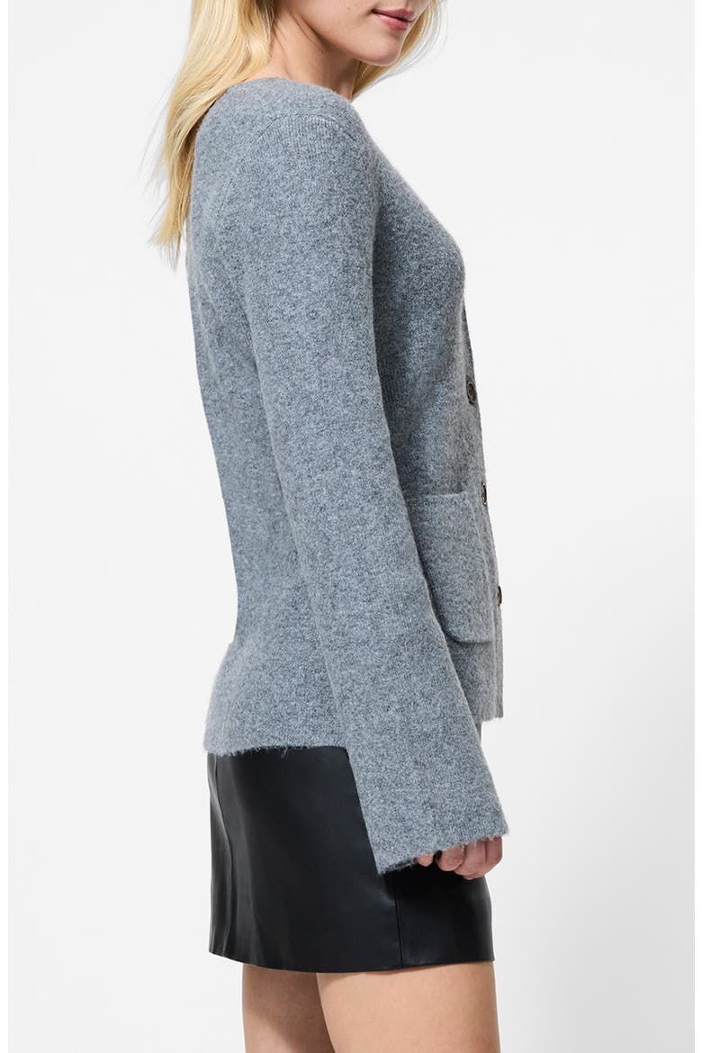 Ellie V-Neck Cardigan, Alternate, color, MID GREY MELANGE