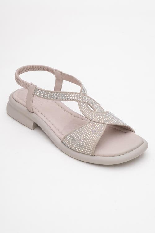 Forever & Always Shoes Sieglinde Embellished Leather Sandal In Neutral