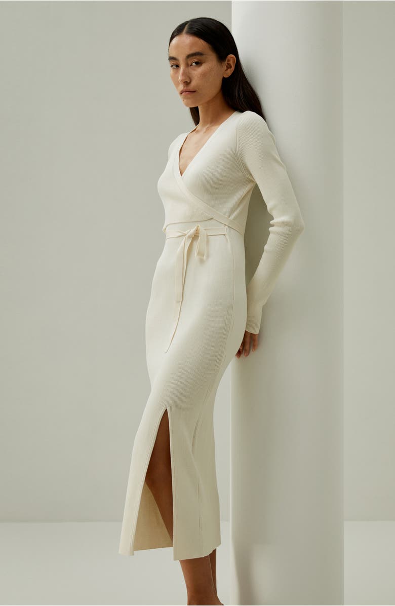 Lilysilk Elegant Wrap-Front Silk Knit Dress, Alternate, color, 