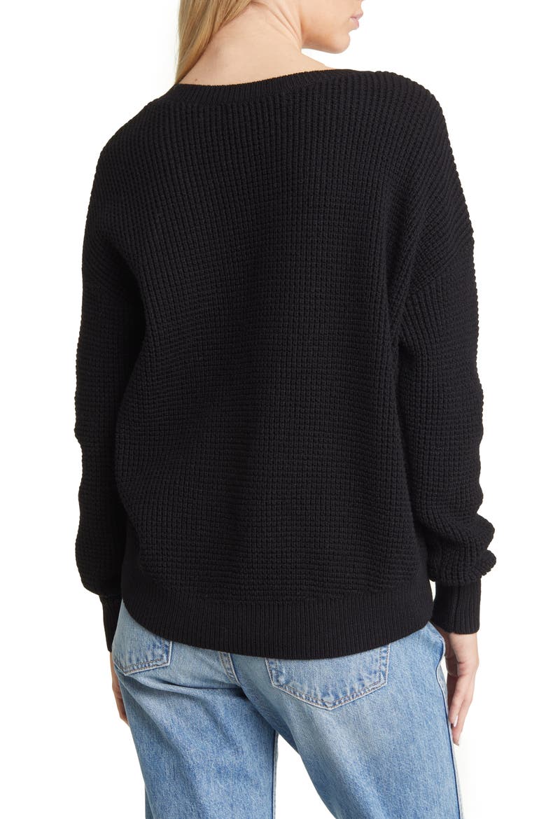 Leanna V-Neck Sweater, Alternate, color, BLACK