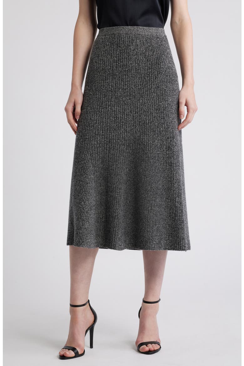 Femi Knit Cashmere Blend Skirt, Main, color, HEATHER BLACK