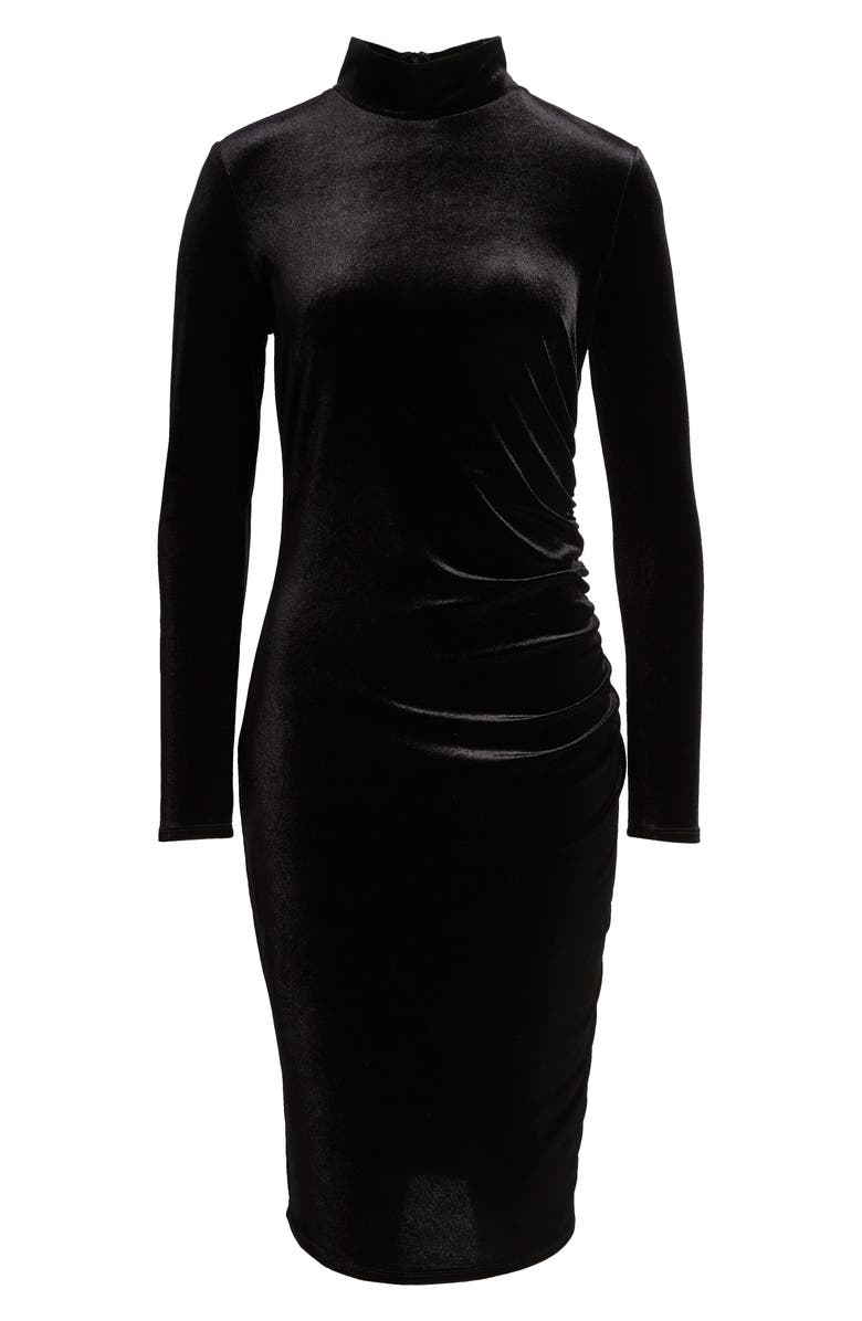 Chelsea28 Long Sleeve Mock Neck Velvet Dress, Alternate, color, 