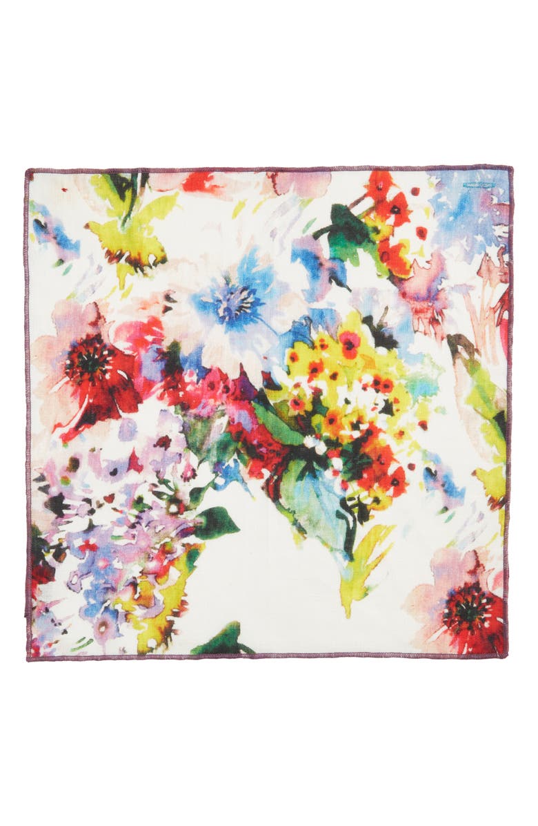 CLIFTON WILSON Floral Cotton Pocket Square, Alternate, color, 