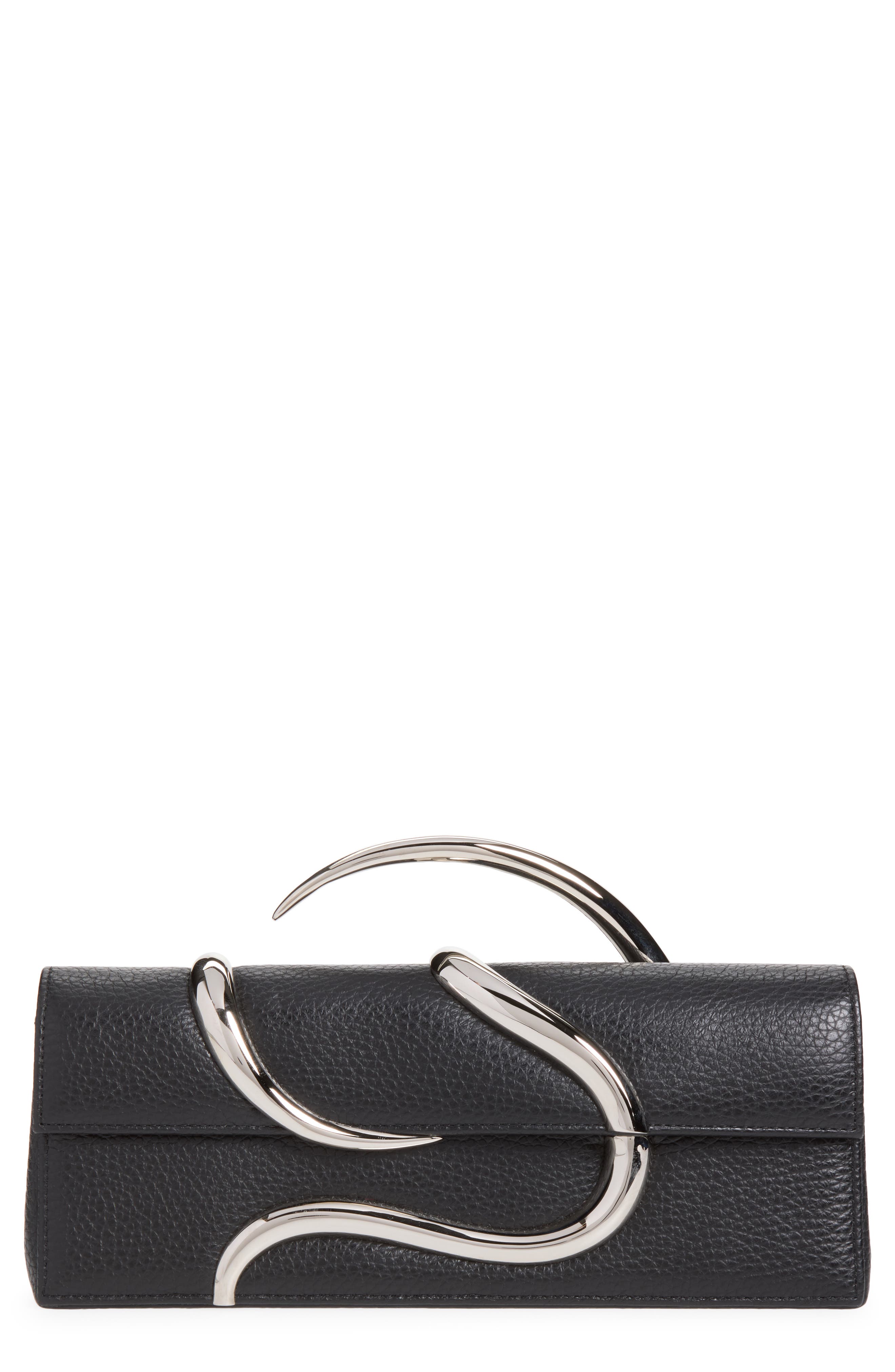 Aura Baguette Clutch, Main, color, BLACK