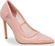 CHASE AND CHLOE Amalia Rhinestone Mesh Pump