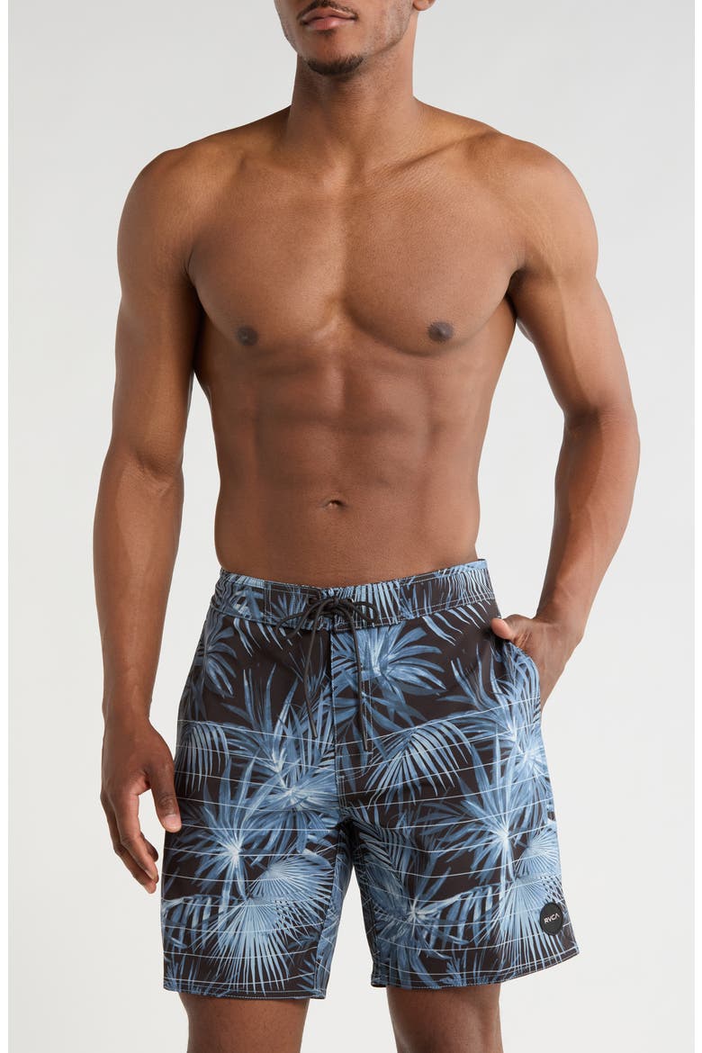Steady Stripe Swim Shorts, Main, color, MOODY BLUE