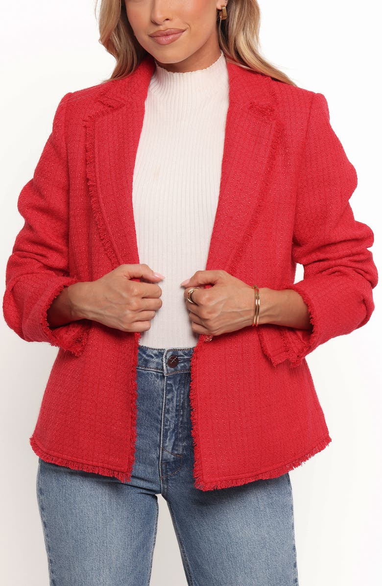 Petal & Pup Simona Tweed Blazer, Main, color, Red